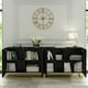 image 3 of Black Sideboard 200cm Fluted Doors Gold Frame Modern Storage Unit