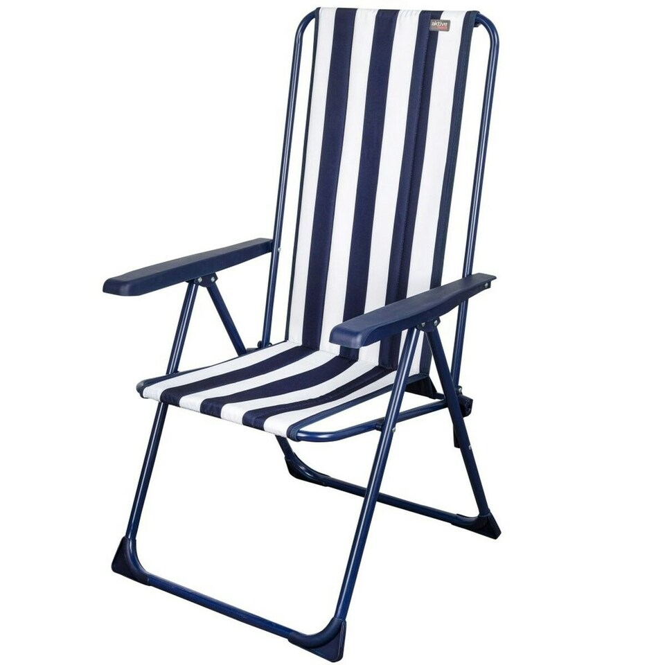 image 1 of Folding Chair Aktive Striped White Navy Blue 46 x 101 x 59 cm (4 Units) N/A