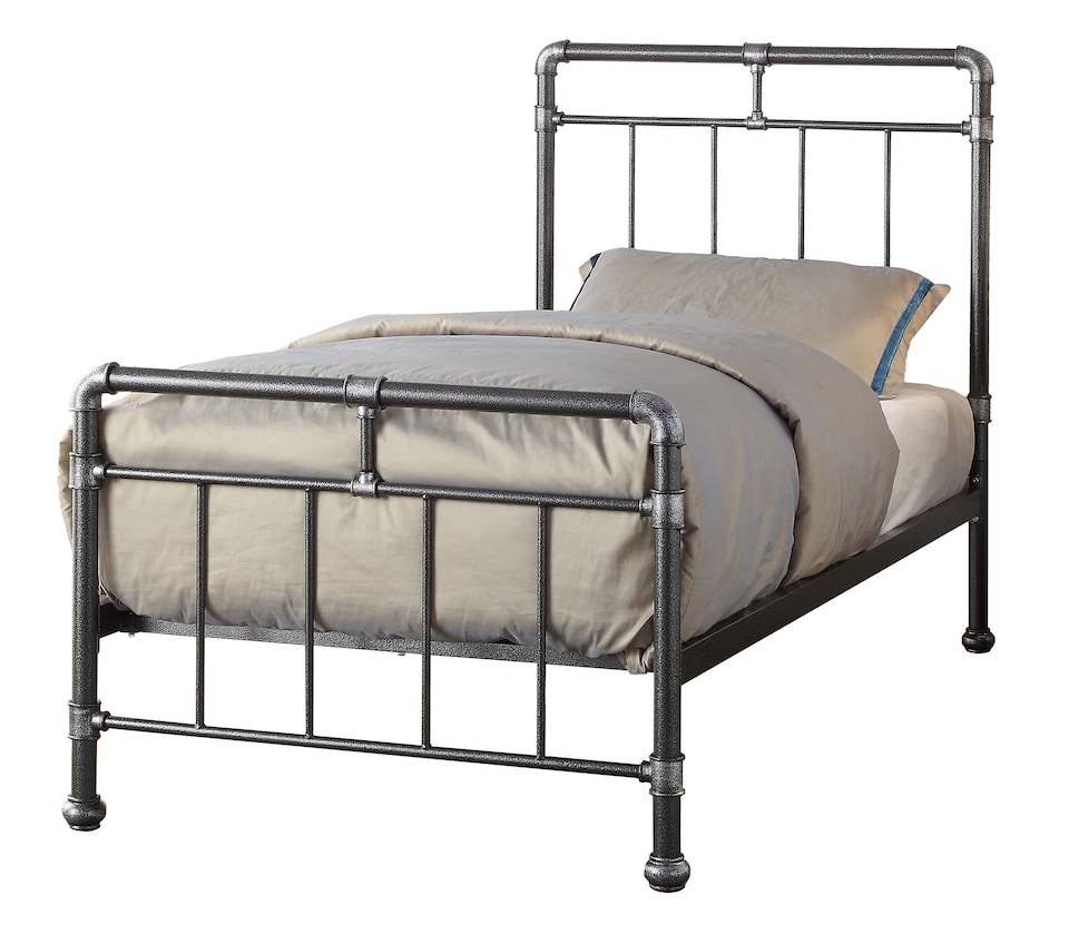 image 1 of 3ft Single Retro bed frame,black,silver,metal pipe,tube design.Rustic,scaffold style. Industrial | Black | Single