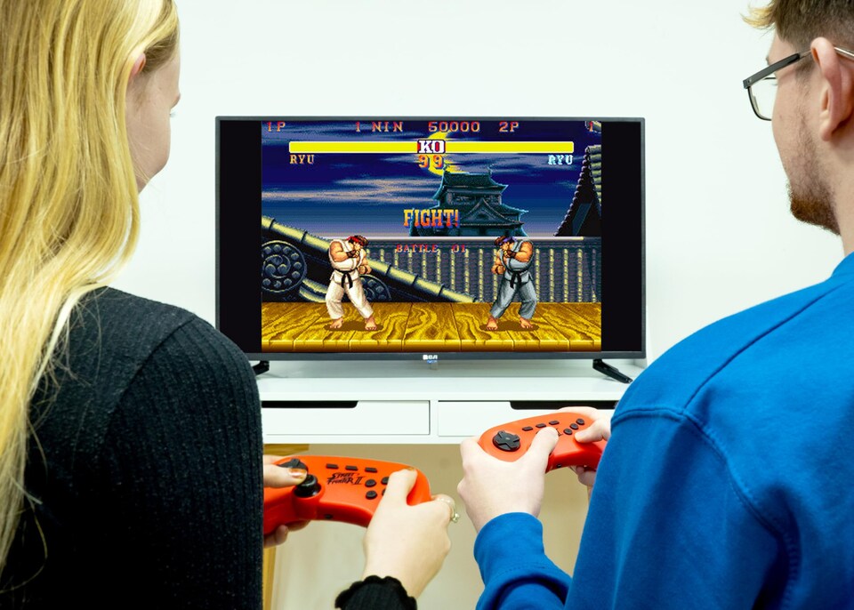 image 1 of Street Fighter II Duel Plug & Play TV Game with Wireless Controllers