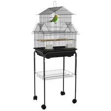 PawHut Metal Bird Cage w/ Perch, Food Container, Handle, for Finch, Canary