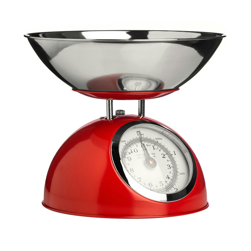 image 1 of Interiors By Premier Premium Constructed 5Kg Red Kitchen Scale, Retro Style Kitchen Scale, Iron Steel Constructed Baking Scale