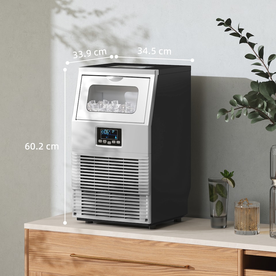 image 1 of HOMCOM Commercial Ice Maker with 4kg Ice Storage for Home Restaurant | Silver