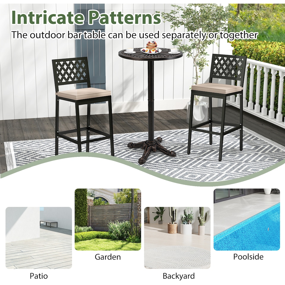 image 1 of COSTWAY 61cm Patio Round Bar Table High Top Table | Brown