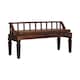 image 3 of Artisan Furniture Solid Wood Bordeaux Leather Bench, Upholstered, Brown