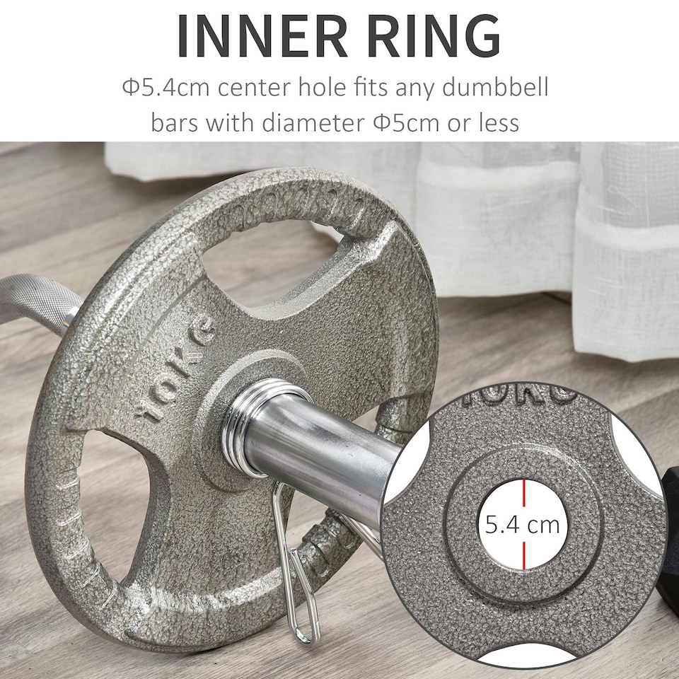 image 1 of HOMCOM 2" Olympic Weight Plates Sets for Strength Training w/ Weight 2 x 10kg