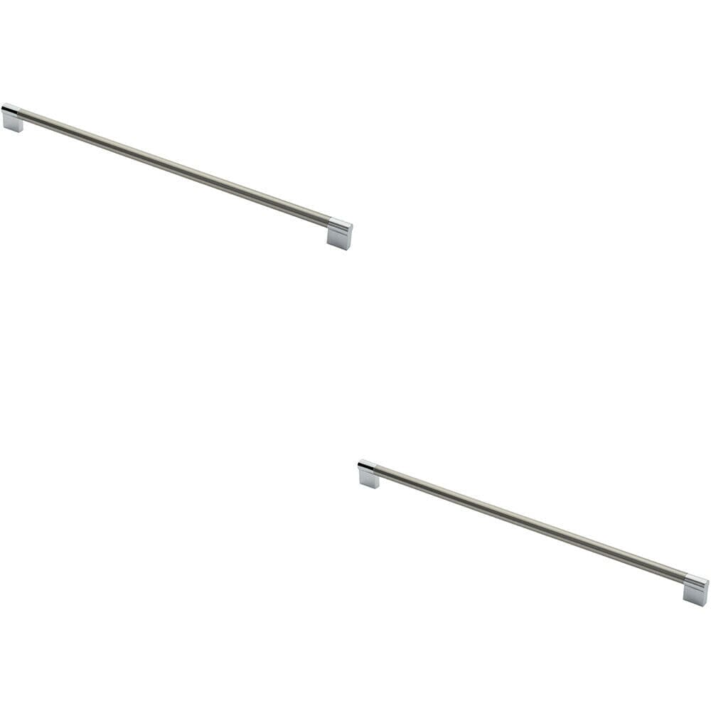 Loops 2x Keyhole Bar Pull Handle 460 x 14mm 448mm Fixing Centres Satin Nickel & Chrome in Metallics