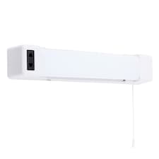 ValueLights Horizon Matte White IP44 Rated Bathroom Shaver Pull Cord LED Wall Light | White