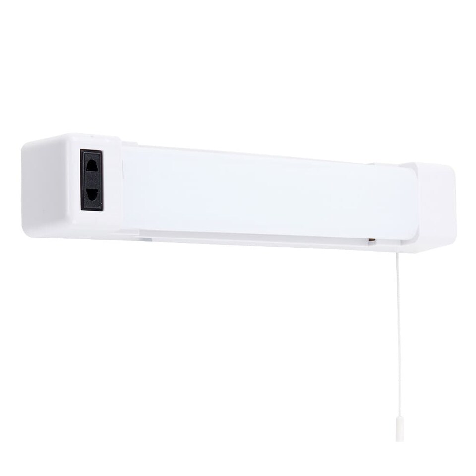 image 1 of ValueLights Horizon Matte White IP44 Rated Bathroom Shaver Pull Cord LED Wall Light | White