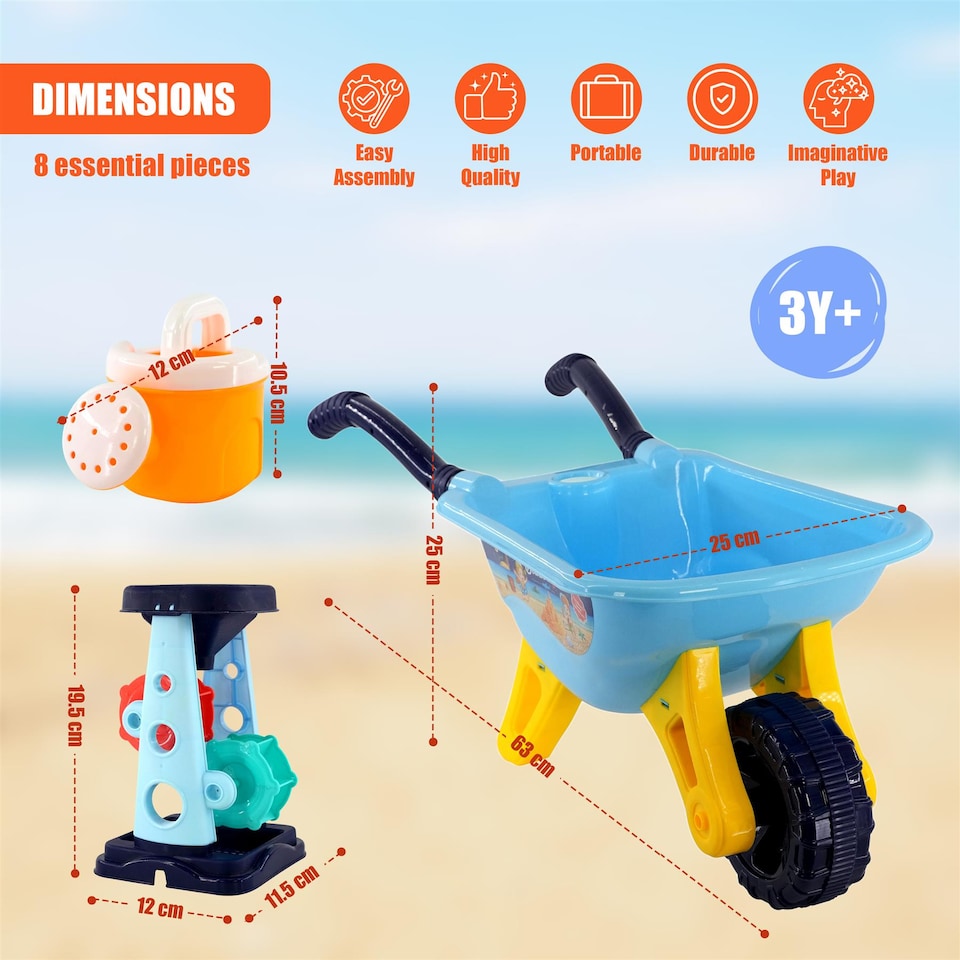 image 1 of The Magic Toy Shop Wheelbarrow Kids Outdoor Garden Sand Water Play Toy Set