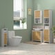 image 2 of HOMCOM Bathroom Cabinet, Slim Bathroom Unit with Adjustable Shelf, White White | Natural bamboo