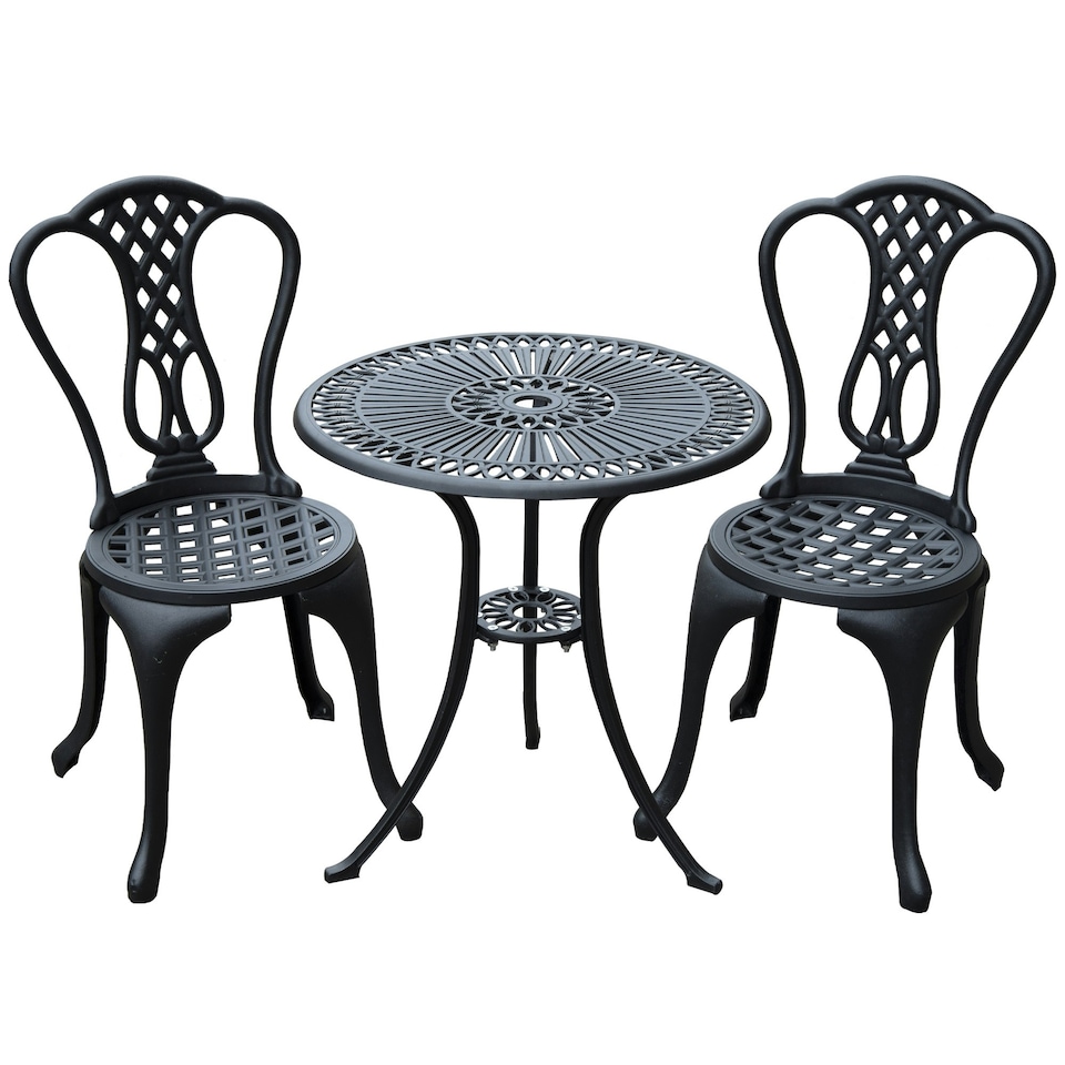 image 1 of Outsunny Garden Bistro Set Outdoor Table Chairs Aluminium Patio Lawn