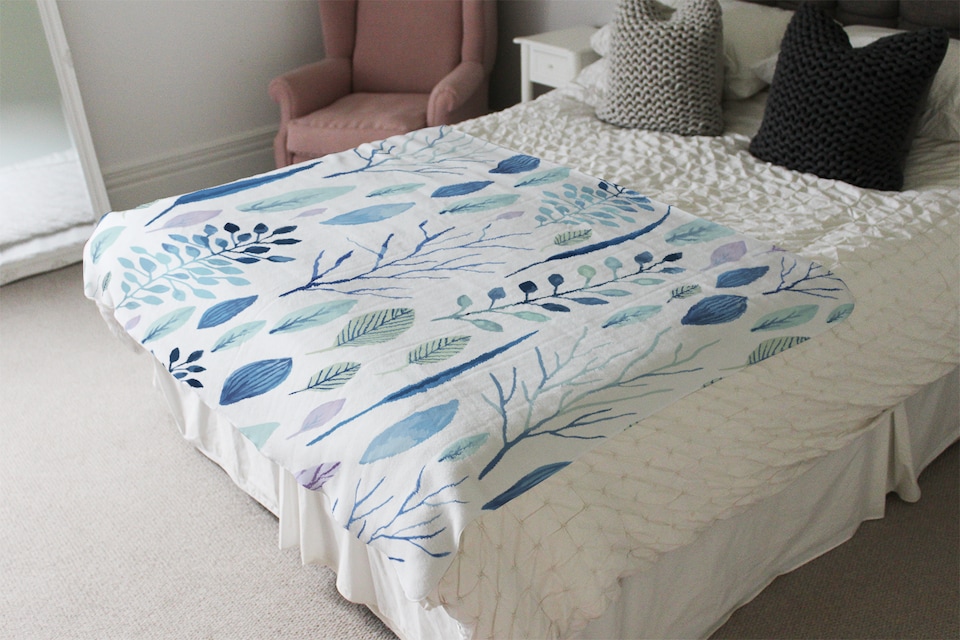 image 1 of Winter Branches & Leaves Blanket | Multi