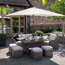 Primrose Living Classic Rattan 8 Seater Sofa Set with Rising Table in Natural