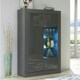 image 3 of Display Cabinet 93cm Grey Gloss Doors Dark Matt Body Free LED Grey