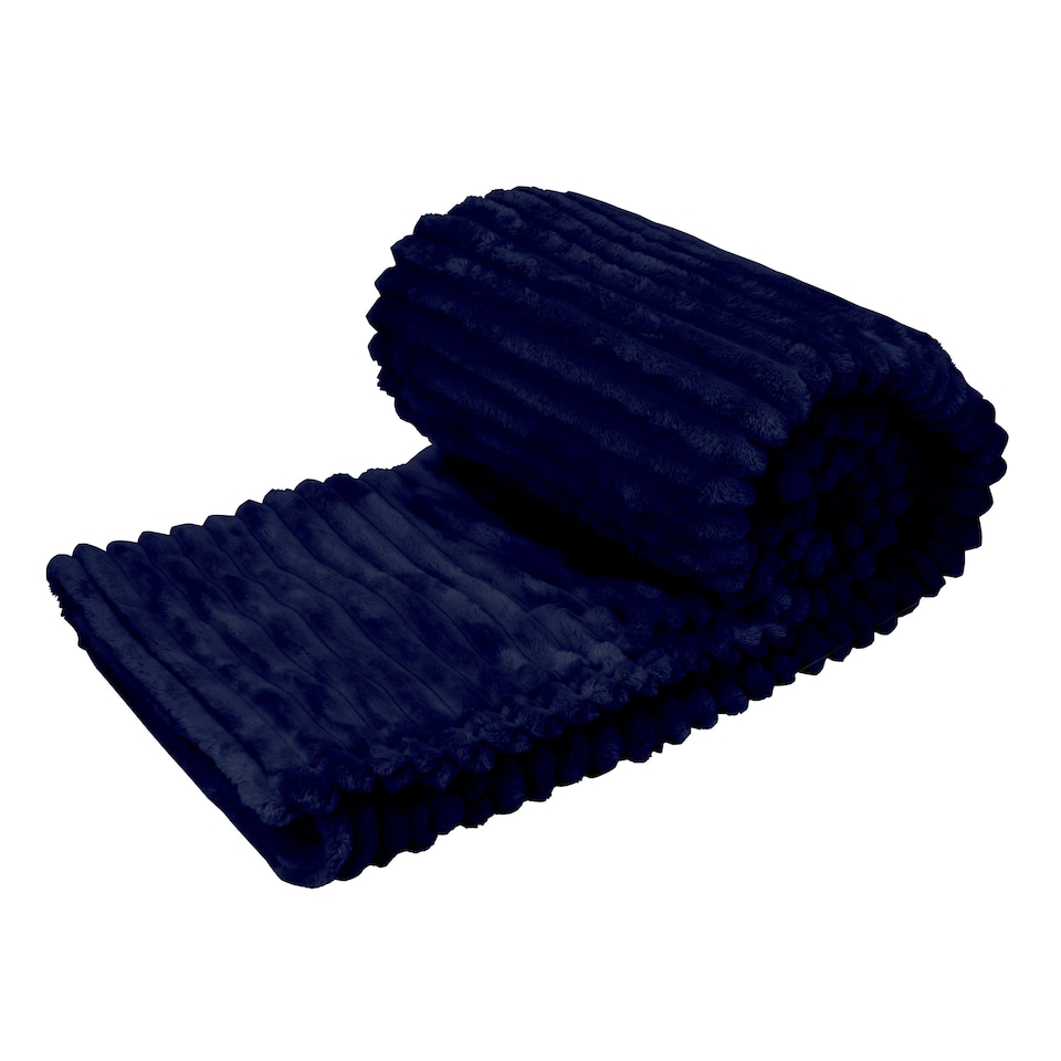 image 1 of Waffle Shaped Electric Blanket Heated Fleece Over blanket Throw Machine Washable Remote Timer Control Heat Settings | Blue | Navy