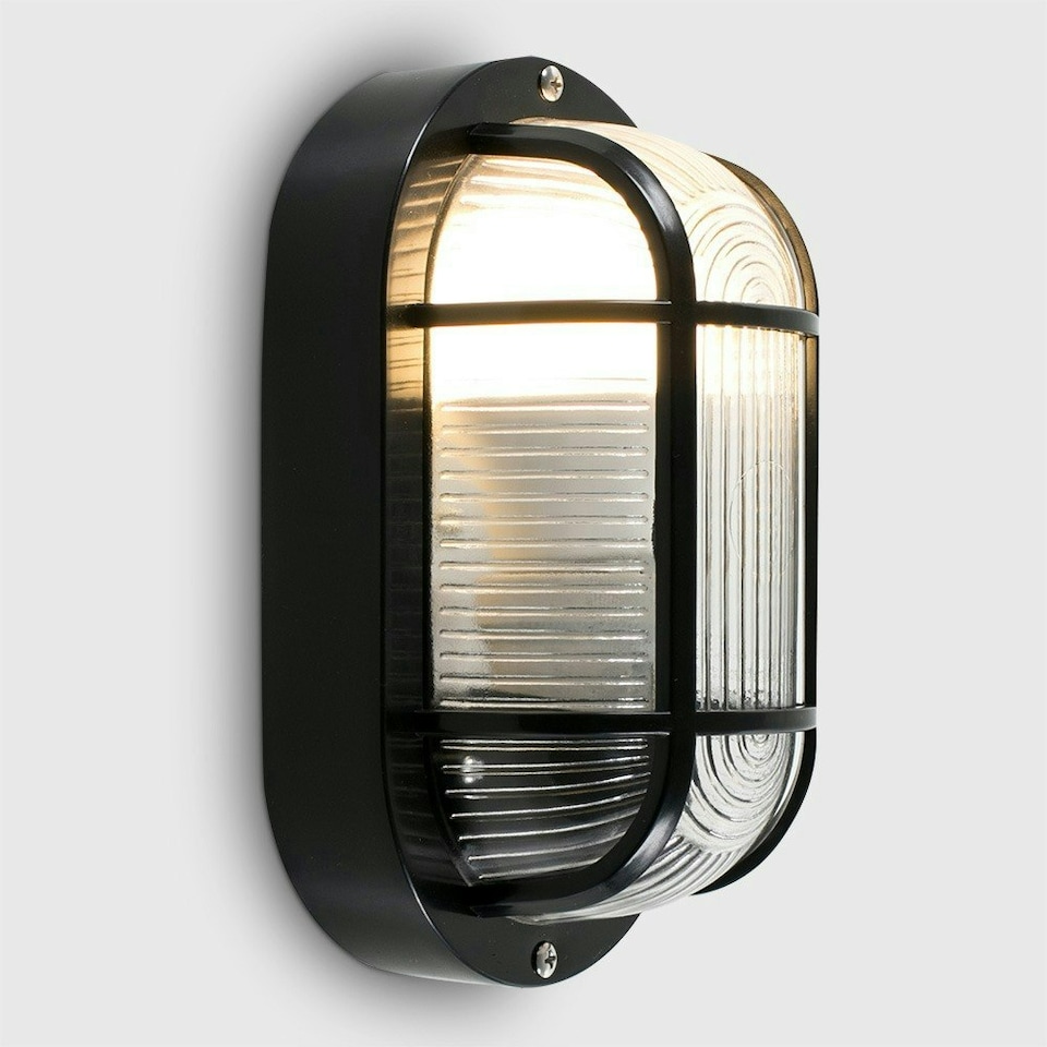 image 1 of ValueLights Carnforth Bulkhead light Matte Black Bulkhead Light and E27 Candle LED 4W Warm White 3000K Bulb Black