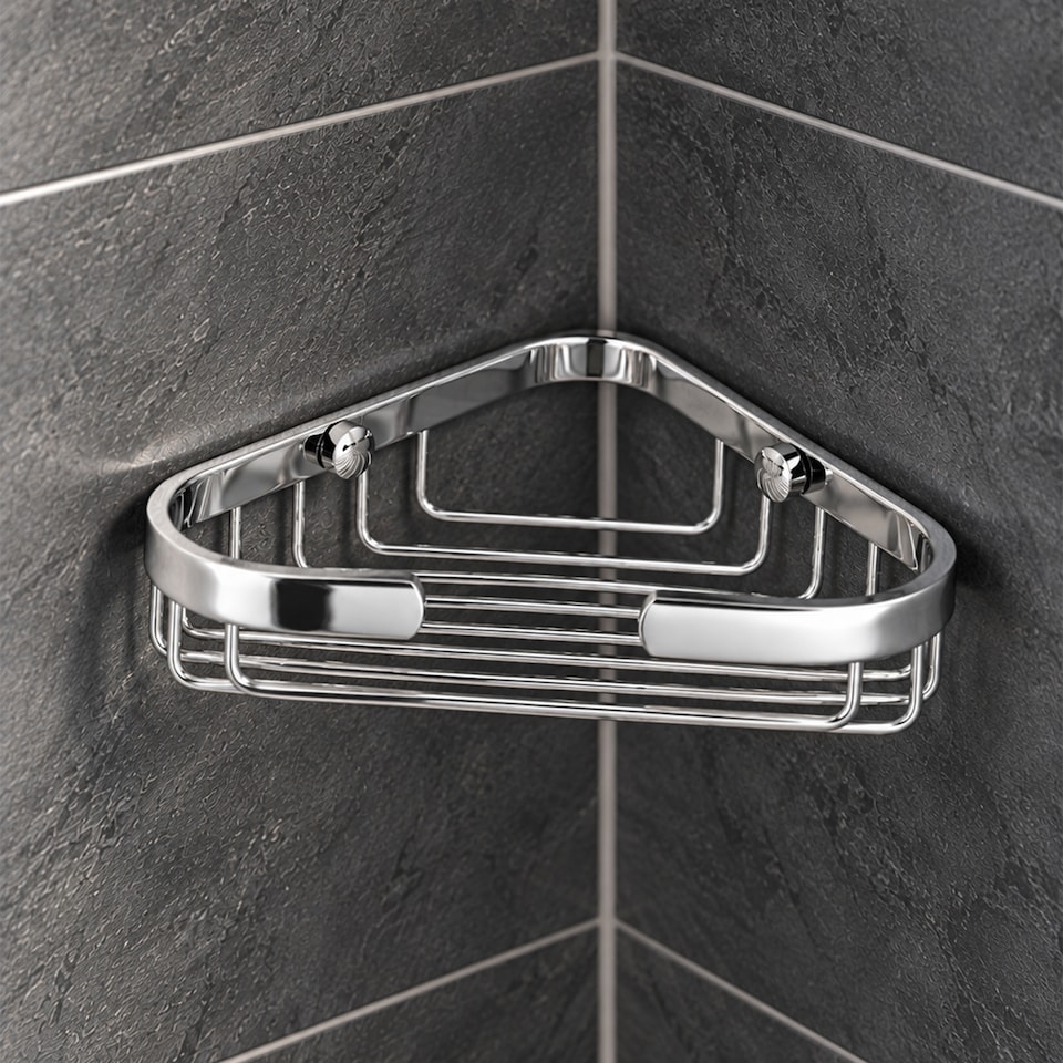 image 1 of Showerdrape Clasico Wall Mounted Stainless Steel Chrome Small Basket | Silver | 1