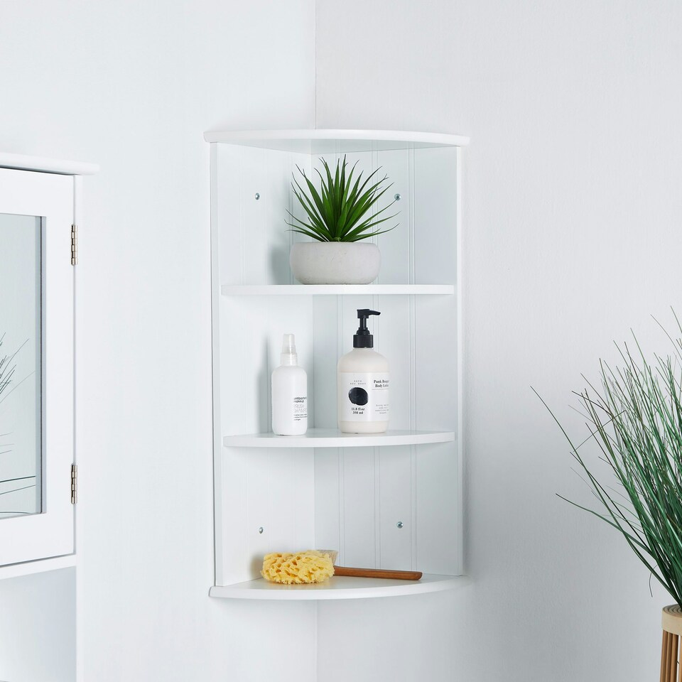 image 1 of VonHaus Holbrook White Bathroom 3 Tier Corner Shelf
