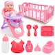 image 1 of 13 Inch Baby Doll Play Set My First Baby Doll with Swinging Crib High Chair and Feeding Accessories Pretend Play Girls Toys