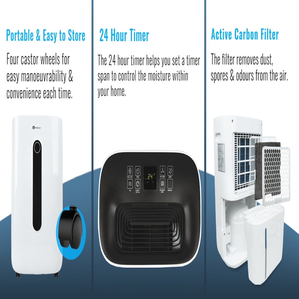 image 1 of PureMate 20 Litre Dehumidifier with air purifier Continuous Drainage Hose