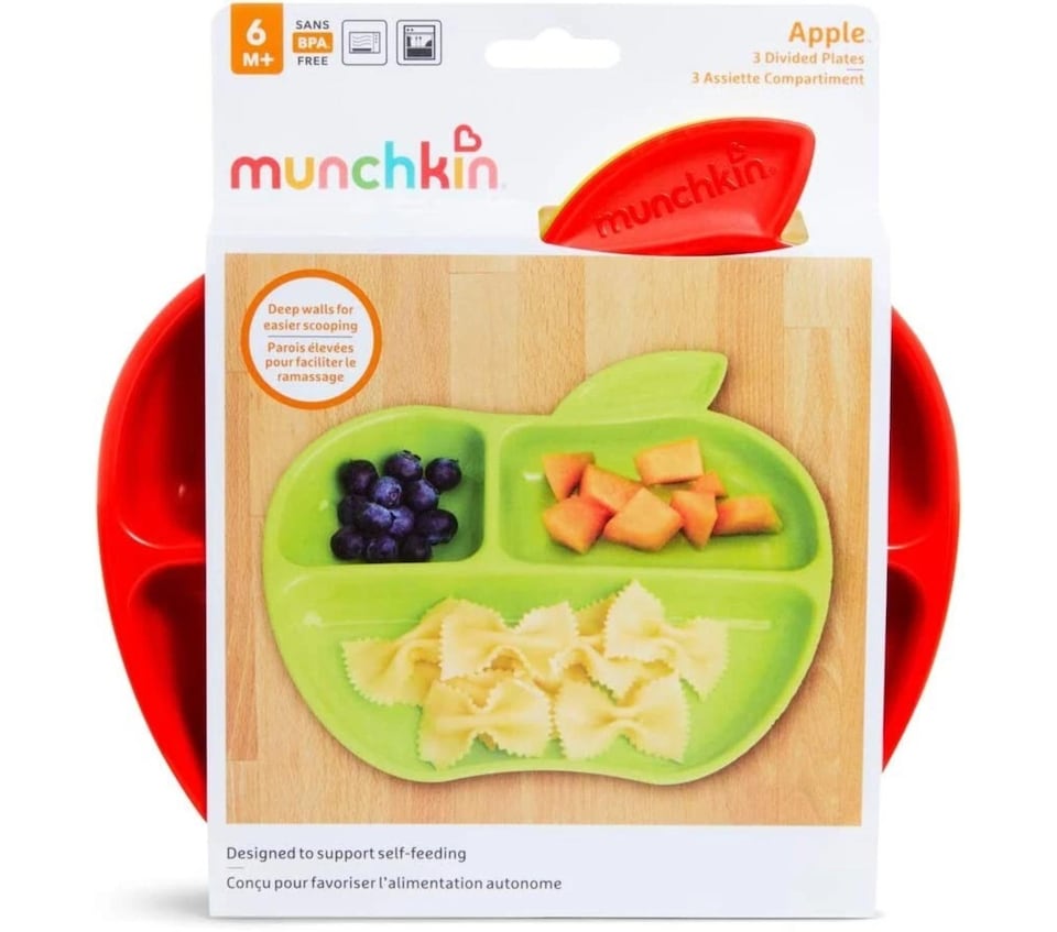 image 1 of Munchkin Baby Feeding Dishes Food Weaning Lil Apple Plates 3Pk