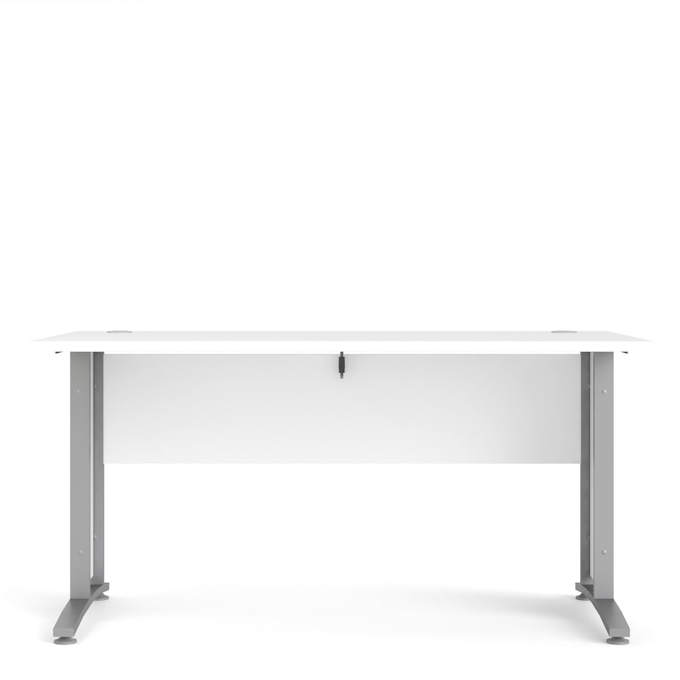 image 1 of Prima Desk 150cm in White with Silver Grey Steel Legs