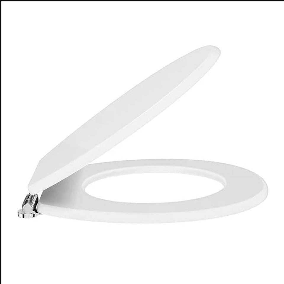 image 1 of Marco Paul 18" Wooden White Toilet Seat Soft Close White