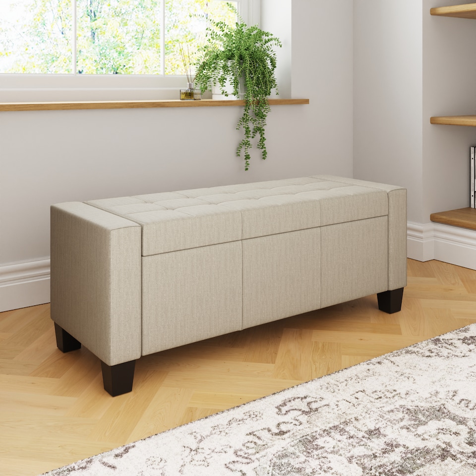image 1 of Verona Ottoman Storage Bench | Cream | Natural
