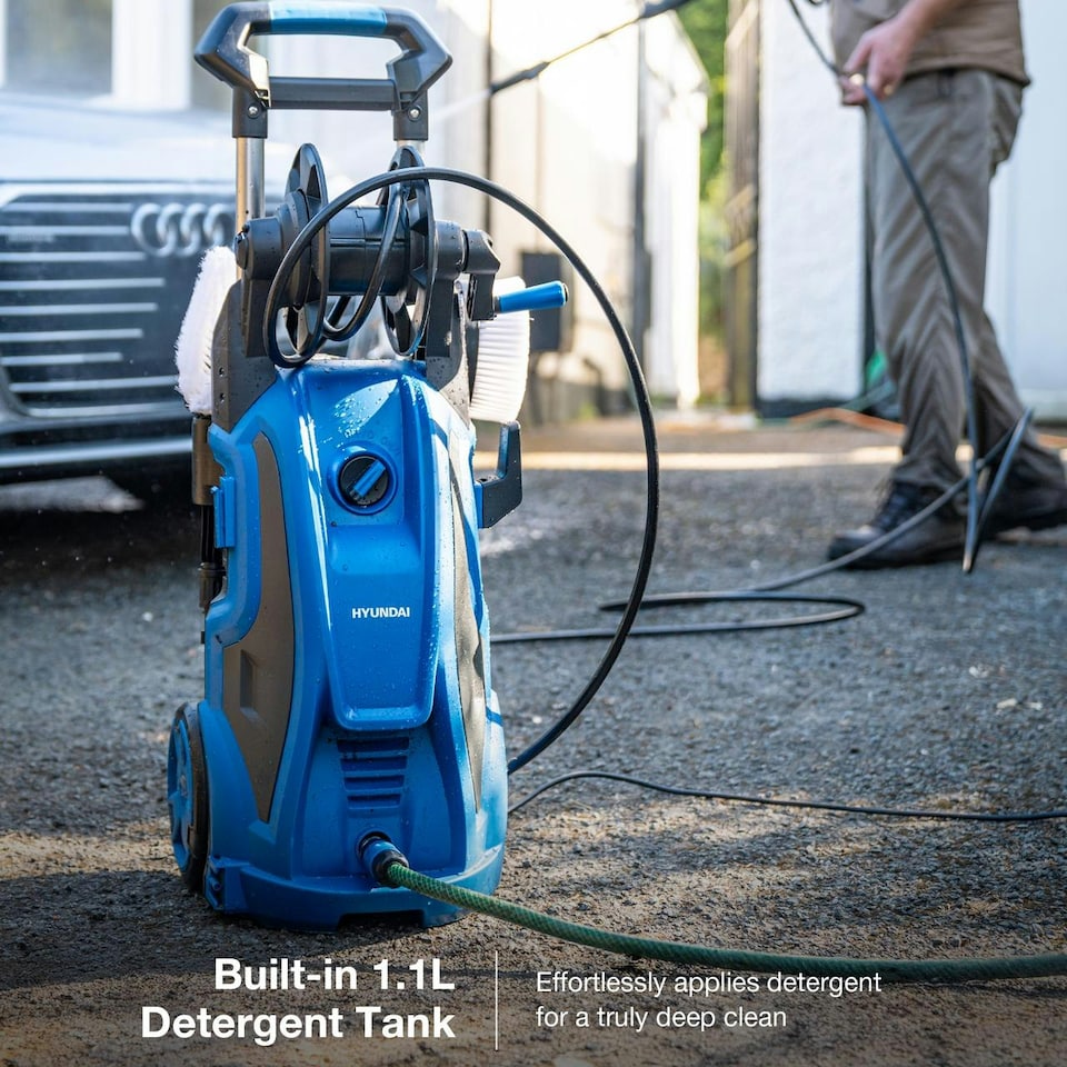image 1 of Hyundai 180Bar/ 2610psi Electric Pressure Washer, 8L/min, 2400W High-Performance Jet Wash with Hose & Attachments | HYW2400E