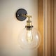image 1 of ValueLights Industrial Style Black And Gold Wall Light With Tinted Glass Shade