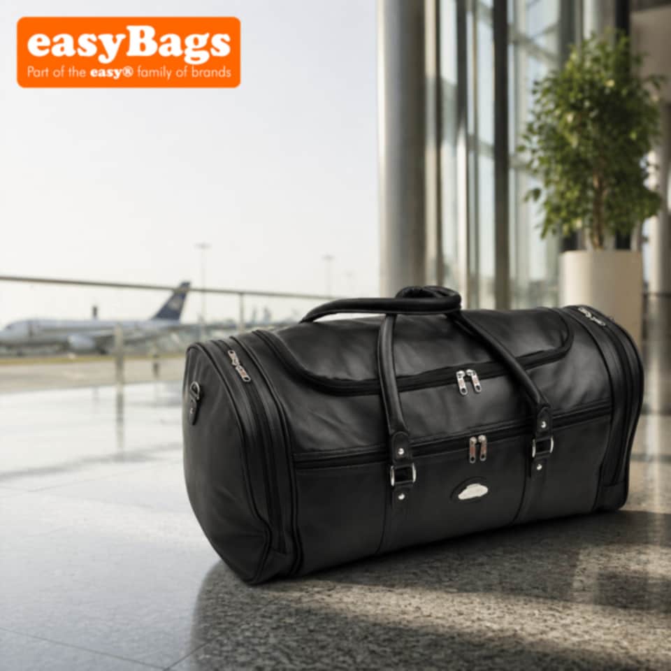 image 1 of 24" Large Faux Leather Holdall Luggage Stylish Weekend Duffel Cabin Travel Gym Bag - 65L