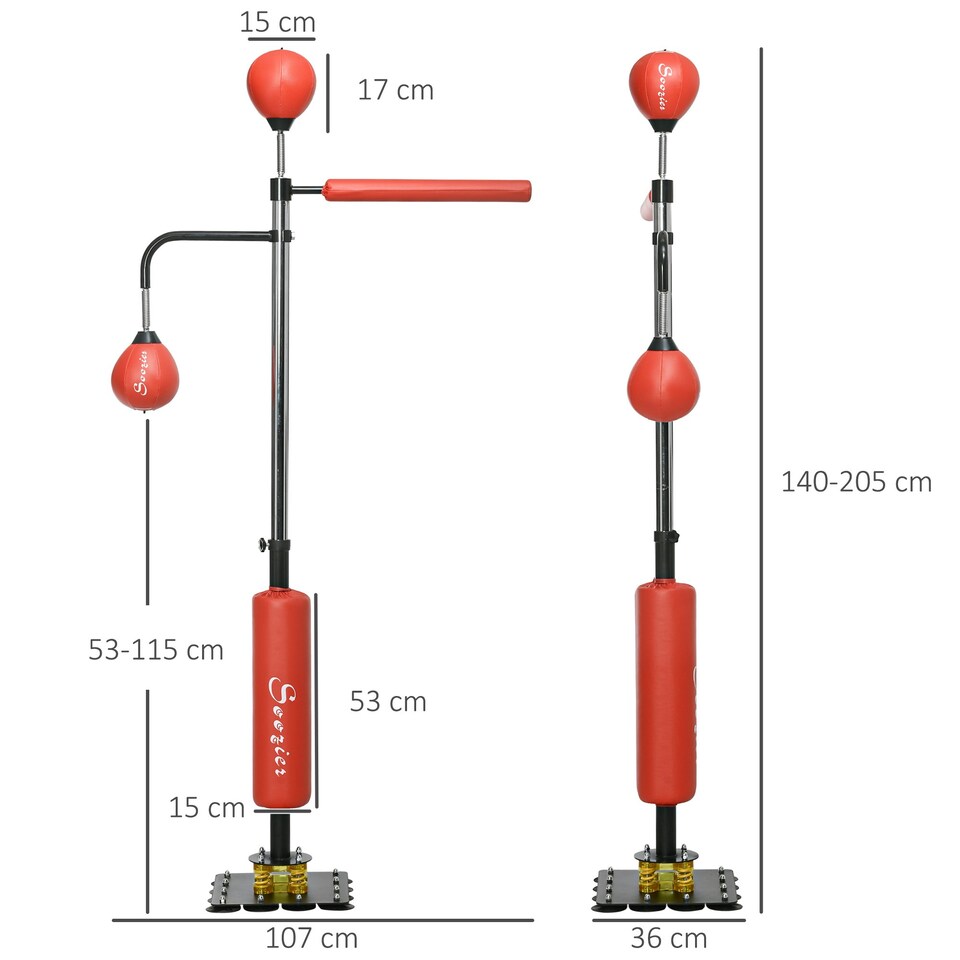 image 1 of SPORTNOW Boxing Bag, Freestanding Punching Bag with Reflex Bar, Speed Balls Red