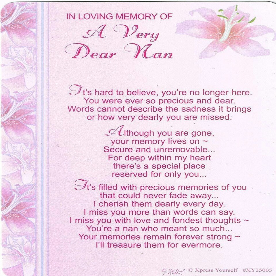 image 1 of In Loving Memory of a very Dear Nan Graveside Card
