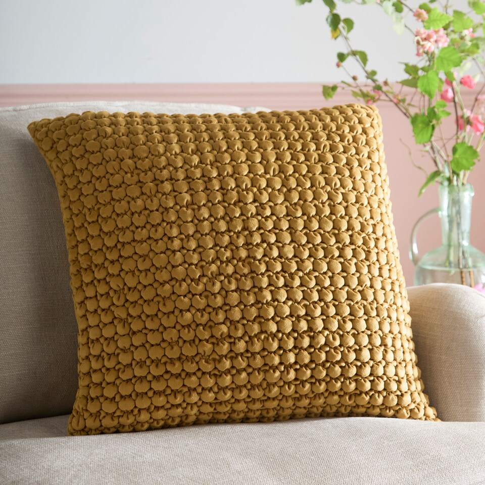 image 1 of Appletree Bobble Filled Cushion Ochre