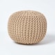 image 1 of Homescapes Linen Round Cotton Knitted Pouffe Footstool - 35 x 40 cm