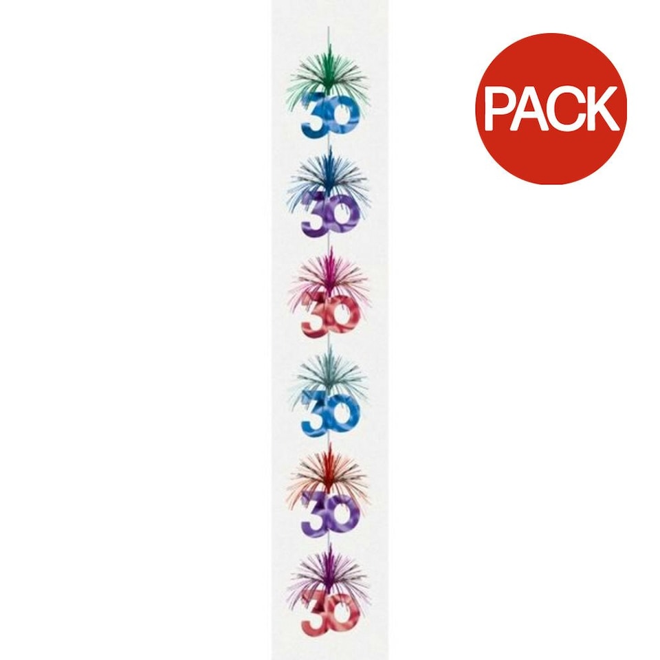 Amscan Milestone Birthday Cascade Column Decoration (Pack of 6) - Age 30 - 2.1m