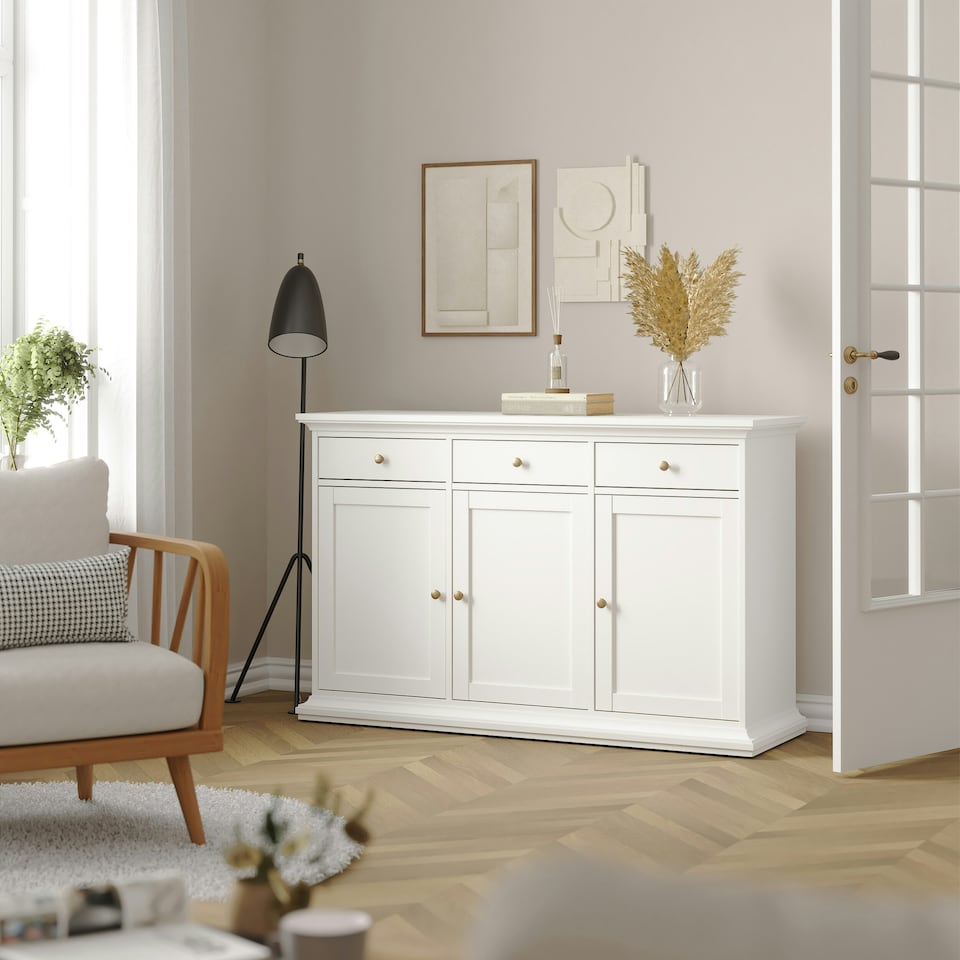 image 1 of Paris Sideboard with 3 doors and 3 drawers in White White
