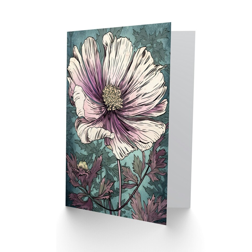 image 1 of Cosmos Flower Bloom Pastel Colour Watercolour Birthday Card