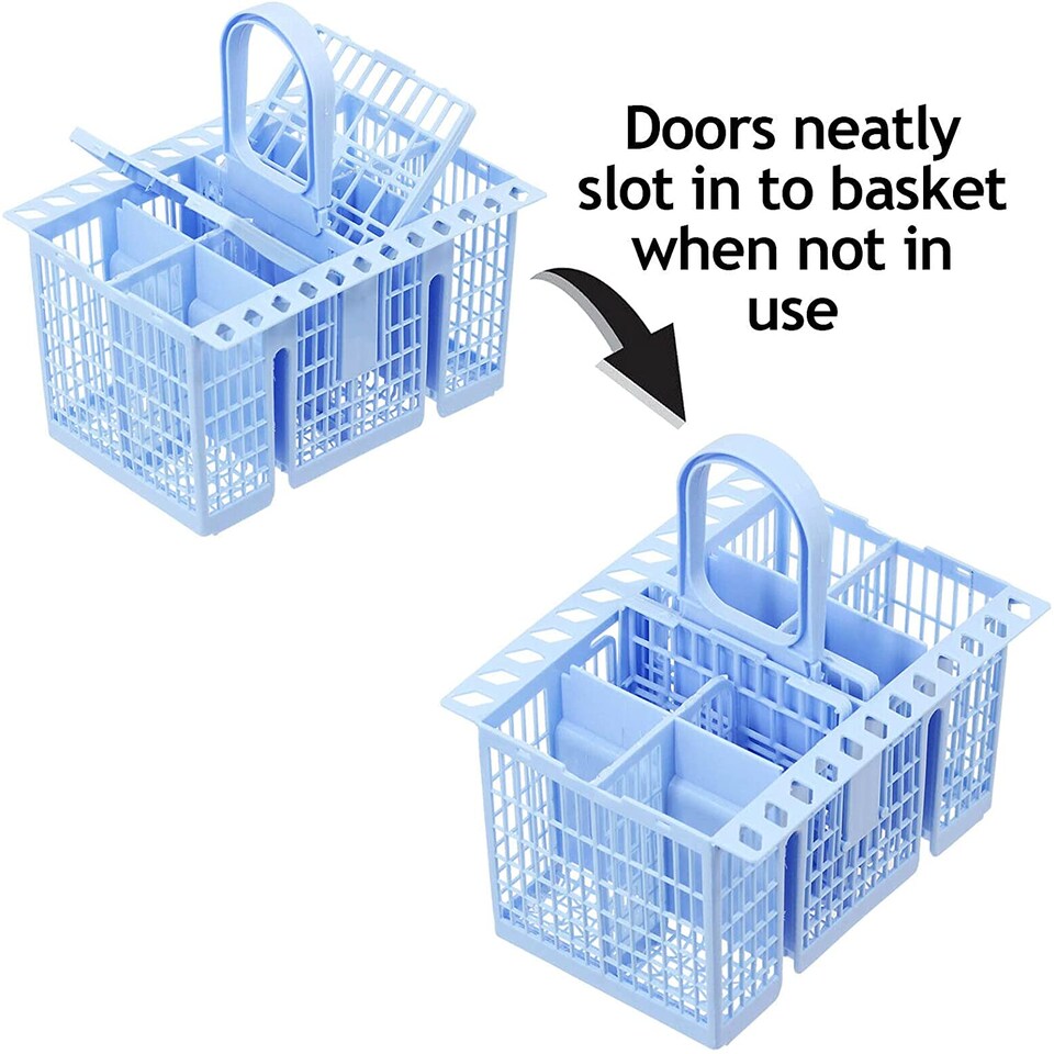 image 1 of SPARES2GO Cutlery Basket Cage for Smeg Dishwasher (Blue, 220 x 208 x 160mm)