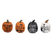 Assorted Pumpkin with Slogan Halloween Ornament Decoration 10cm