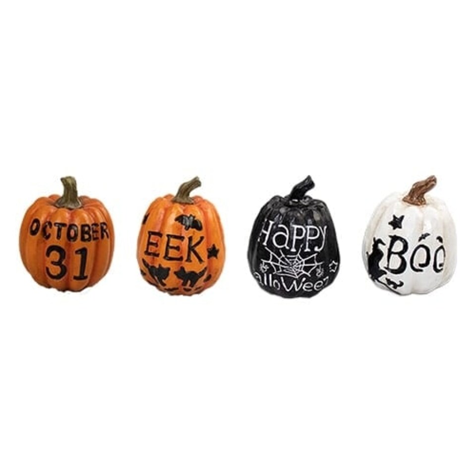 Assorted Pumpkin with Slogan Halloween Ornament Decoration 10cm