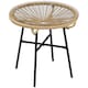 image 1 of Outsunny Rattan Side Table w/ Tempered Glass Tabletop, Beige