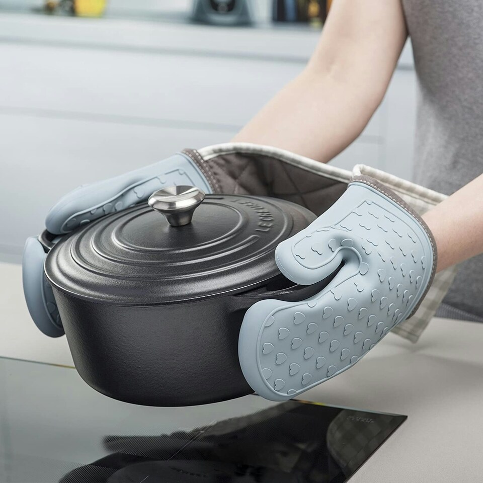 image 1 of Zeal Steam Stop™ Waterproof Silicone Double Oven Glove Blue | Duck Egg Blue