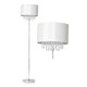 image 2 of First Choice Lighting Pair of Cream Faux Silk Jewelled Floor Lamps Chrome | White