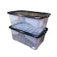image 1 of 2 x 42L Clear Storage Box with Black Lid, Stackable and Nestable Design Storage Solution