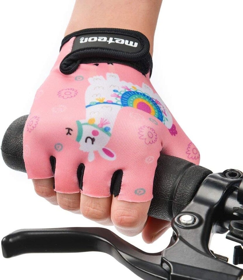 image 1 of Meteor Kids Bike Gloves – Breathable, Non-Slip, Padded for Comfort & Safety | Pink | Lama | XS