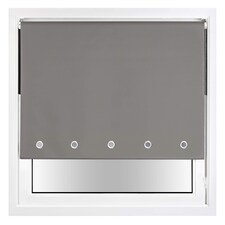 FURNISHED Blackout Roller Blind with Round Eyelets & Metal Fittings | Grey | Dark Grey | (W) 155cm x (L) 210cm