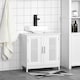 image 2 of kleankin Modern Under Sink Cabinet with 2 Doors, Bathroom Vanity Unit, Pedestal Under Sink Design, Storage Cupboard with Adjustable Shelves, White | White | White