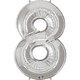 image 4 of Qualatex 34 Inch Metallic Silver Number Balloons (0-9) - Silver - 9